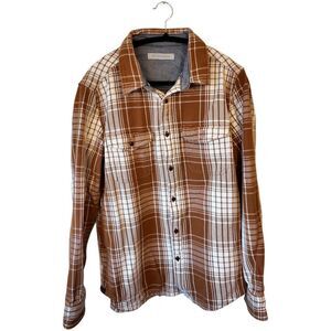 Outerknown Orange and White Checkered Shirt Men's Size L